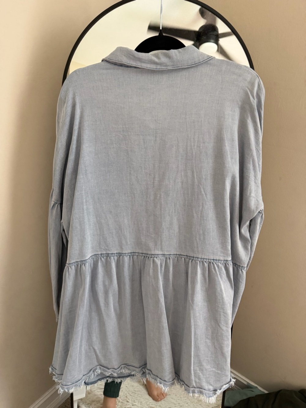 Fate Light Blue Button-Front Washed tunic Top - Picture 6 of 6